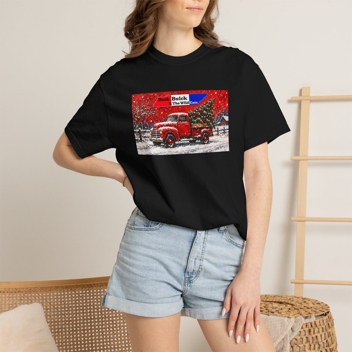 Buck Buick & The Wildcats – Holiday Truck Heavyweight Unisex Crew Tee