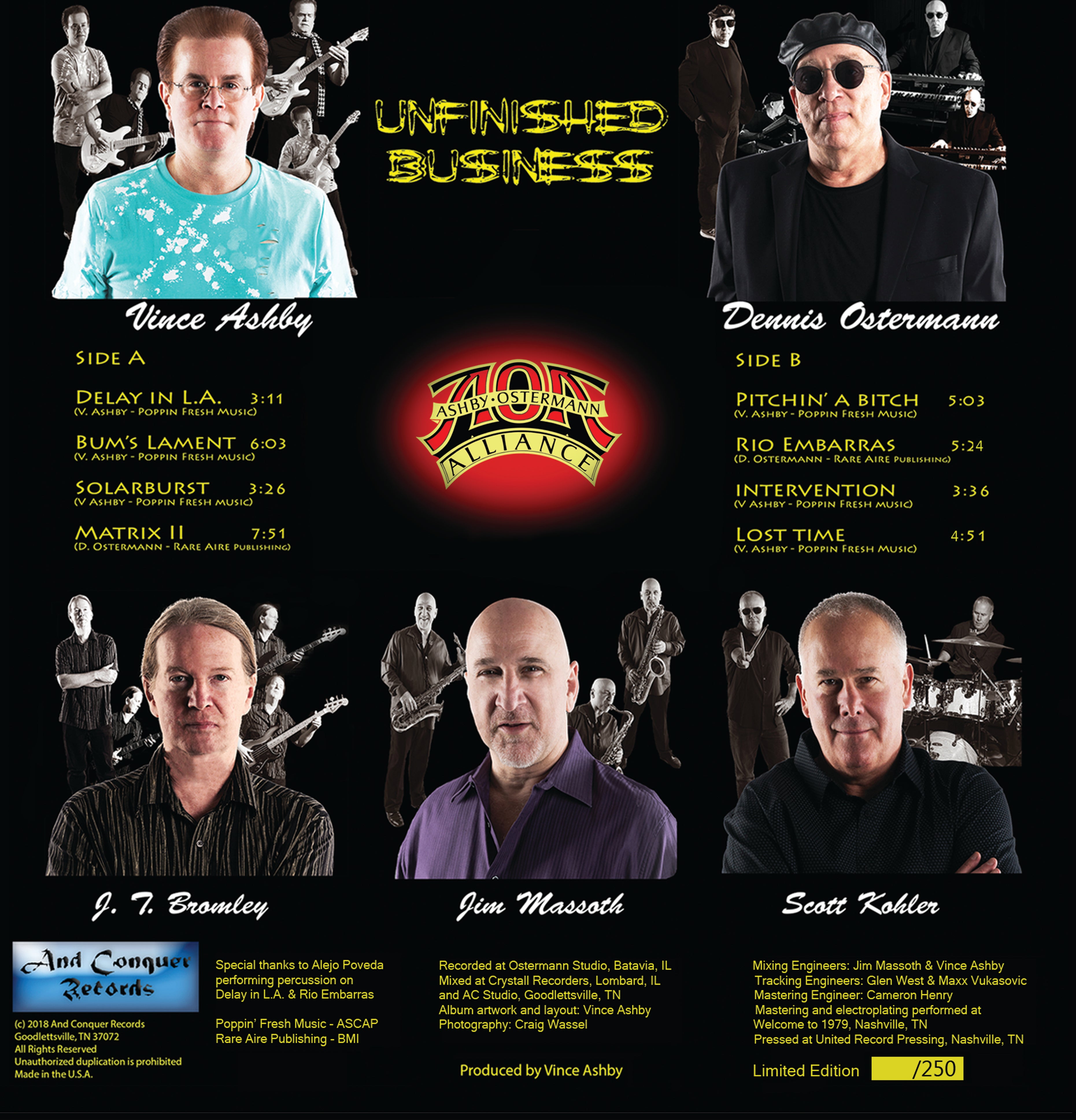 "Unfinished Business" - Ashby Ostermann Alliance (Hand-Numbered Limited Edition LP)